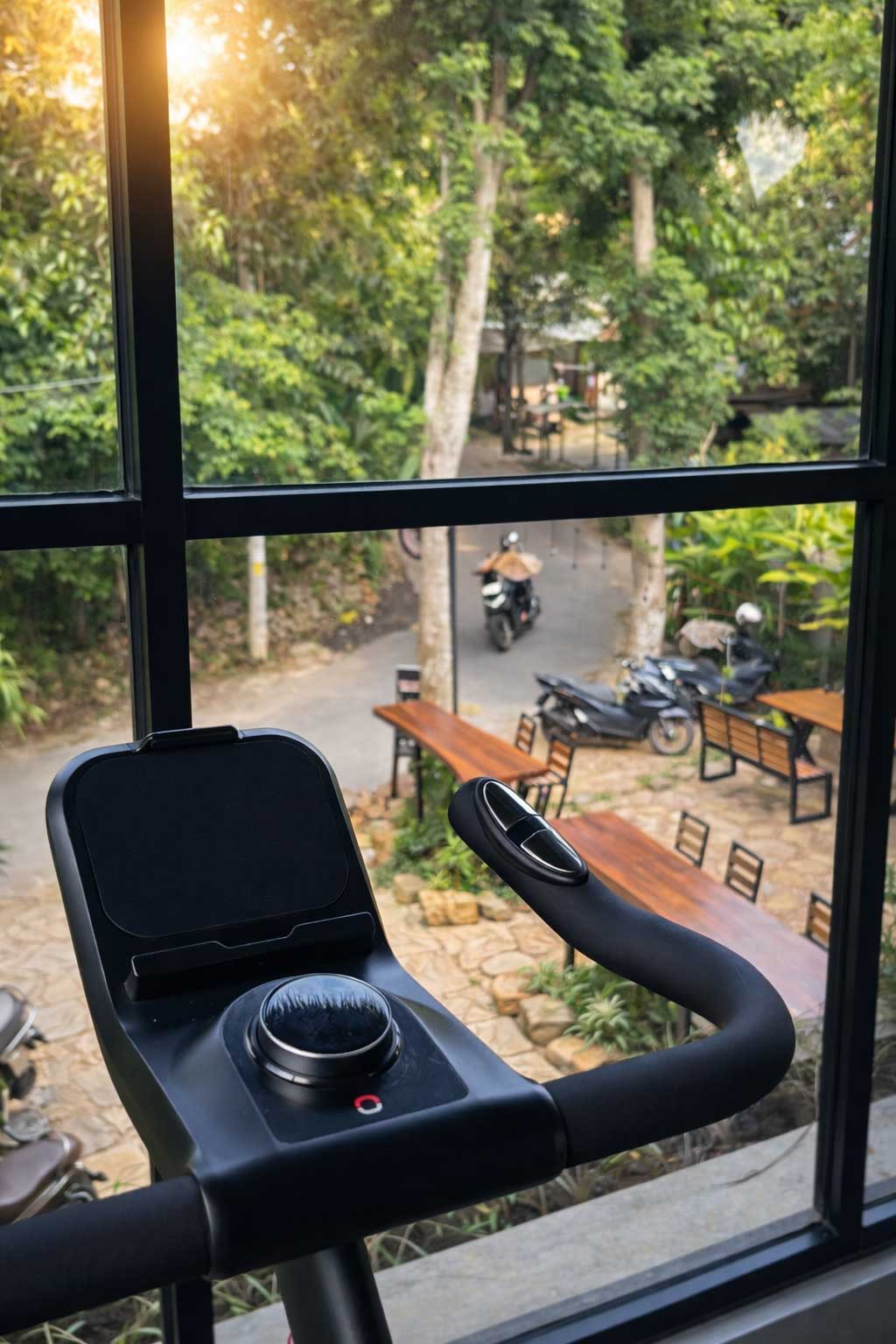 Workout met tropisch uitzicht